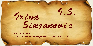 Irina Simjanović vizit kartica